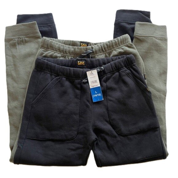 Lee 2-Pack Jogger Sweatpants Set Boys Size L 14/16 Black/Olive NWT - Picture 1 of 7